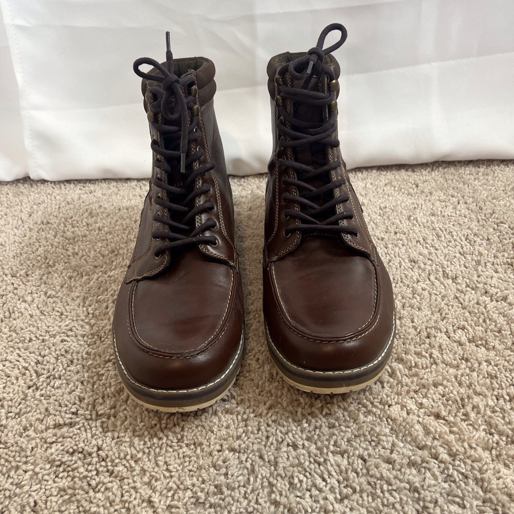 Target High Top Brown Faux‎ Leather Lace Up Casual Boots Men's Size 13 - Picture 2 of 7